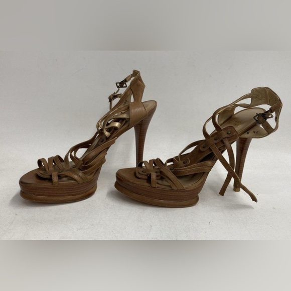 Stuart Weitzman, 7.5, Brown Leather Strappy Gladiator Platform Stilettos, EUC - Picture 3 of 13